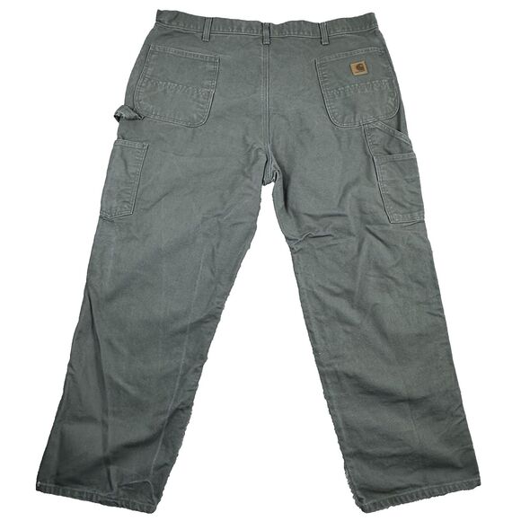 Carhartt Mens 42x30 Work Pants Green Utility Canvas B11-MOS Carpenter Rugged Fit - Picture 2 of 12